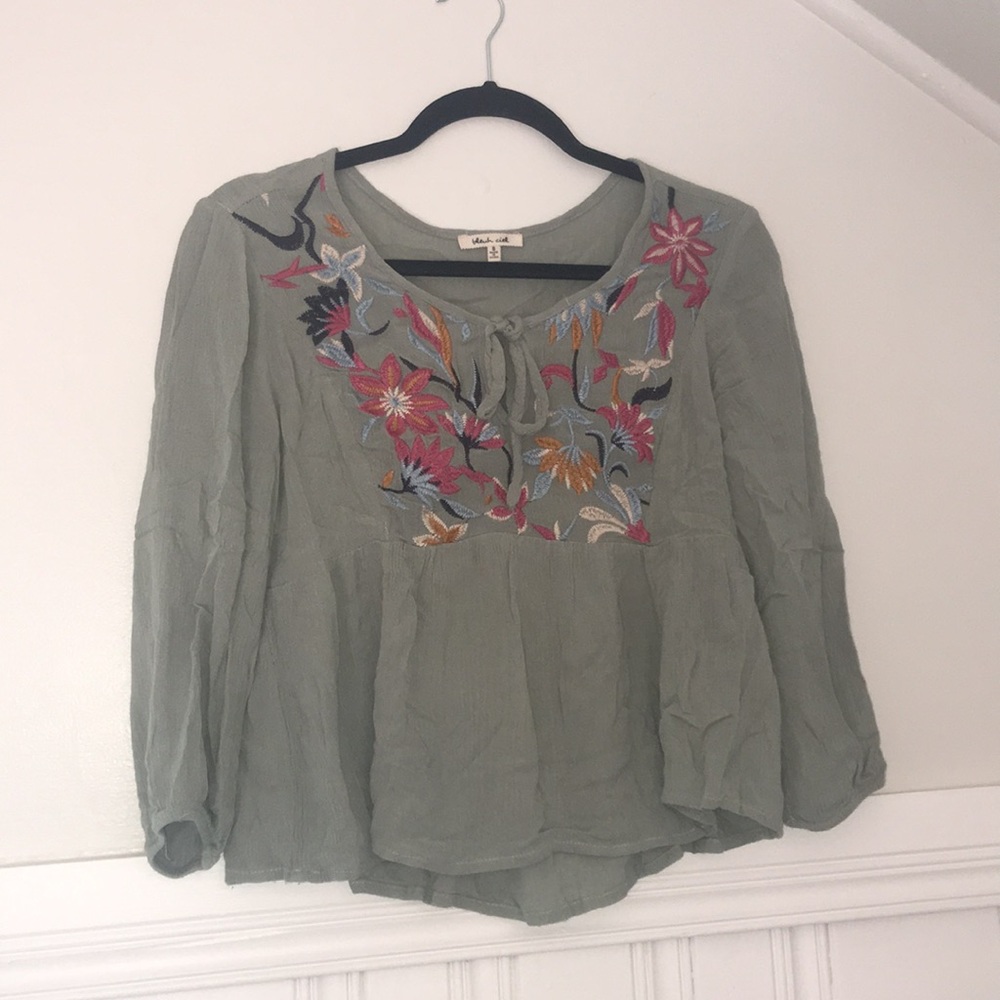 Green peasant blouse